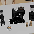 Modern Coffee Making Setup With Espresso Machine Grinder Cup And Canisters 3d model