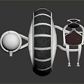 Futuristic Motorcycle With Circular Black Silver Frame Blue Internal Components And White Purple Seat Structure