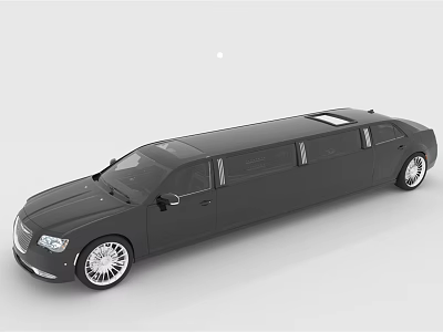 Black Luxury Stretch Limousine With Sleek Exterior And Shiny Chrome Wheels 3d model