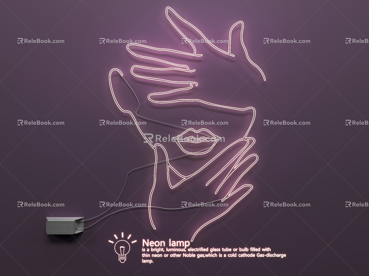 Neon lighting advertising lights 3d model