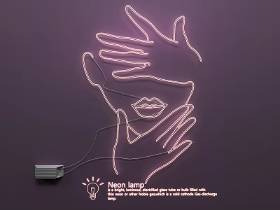 Artistic Neon Lamp Combination With Hand And Face Outline For Home Interior Decoration 3d model
