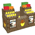 Wooden Commercial Product Display Stand With Yellow Eggs Colorful Boxes And Art Panels