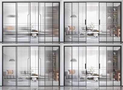 Modern sliding door glass sliding door 3d model