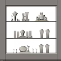 Elegant Jewelry Display Cabinet With Multiple Shelves Mannequins And Various Pieces