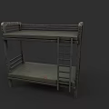 Bunk Bed With Metal Frame Ladder And Green Mattress Simple Design