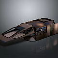 Futuristic Dark Colored Spaceship Structure With Sleek Design Transparent Windows And Illuminated Panels