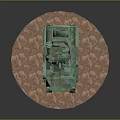 Military Tank Vehicle With Green Camouflage Antenna Turret And Brown Circular Base