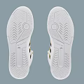 White High Top Shoes Featuring Gold Logo And Stripes For Stylish Athletic Wear