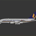 Singapore Airlines Airplane Model With White Body Blue Yellow Tail And Four Engines
