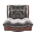 Modern Single Sofa with Wicker Frame and Gray Tufted Plush Cushions 3d model