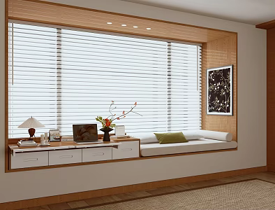 Modern Bay Window Cushion Shutters Bay Window Cabinet Cushion Bay Window Desk 3d model