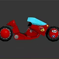 Stylish Red Modern Motorcycle With Blue Windshield Brown Seat And Black Tires
