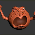Angry Red Round Character With Raised Arms And Open Mouth Expression