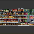 Multi tier Retail Display Shelf With Various Products Arranged Neatly