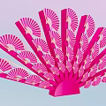 Pink Fan Shaped Decoration Composed Of Multiple Small Fans With White Patterns