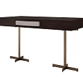 Modern Dark Wooden Desk With Metal Legs And Minimalist Design