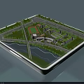Commercial Equipment For 3D Architectural Model With Campus Layout Green Spaces And Sports Field