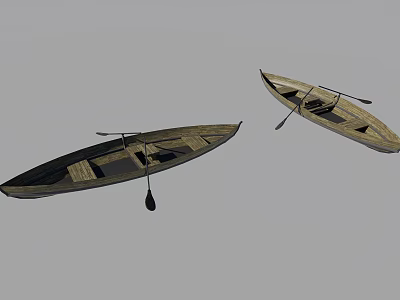 Traditional Wooden Boats With Oars And Wooden Seats Classic Structure And Nautical Design Showcase 3d model