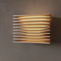 Modern Layered Wall Lamp With Warm Yellow Light On Gray Wall 3d model