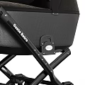 Black Baby Stroller With Four Wheels Metal Frame And Black Canopy Seat