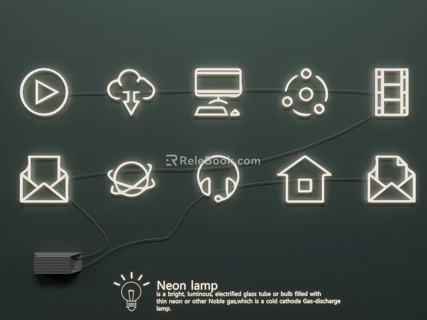 Neon glow word icon pattern 3d model