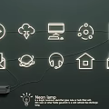 Neon glow word icon pattern 3d model