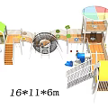 Kindergarten Amusement Facilities Combination Climbing Frame Slide Drill Cage Drill Net Physical Training Development Theme Equipment Windmill 3d model