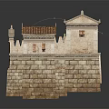 Classical Ancient Greek Architecture Style Featuring Stone Pedestal Columned Portico And Red Tile Roof