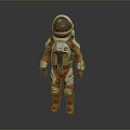 Astronaut And Small Alien Creature Interacting On Distant Planet Surface 3d model