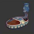 Turquoise Glazed Accent Furniture With Gold Decorative Accents And Carved Top Ornament