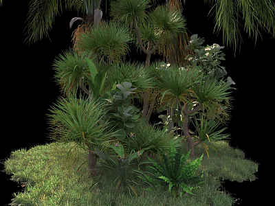 Lush Green Shrubs With Various Plants And Foliage In Natural Garden 3d model