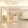 Elegant Modern Beauty Hair Salon Interior With Comfortable Sofa Green Plants And Stylish Reception Desk