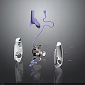 Modern Electronic Appliances With White And Purple Components And Sleek Design