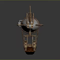 Steampunk Spacecraft Model Featuring Wooden Base Airship Design And Metal Details