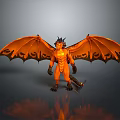 Orange Dragon Game Movie Character With Muscular Body Horns And Wings