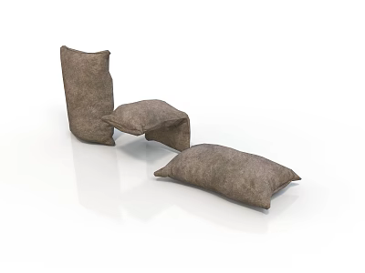 Three Soft Brown Fabric Cushions For Home Decor And Seating Use 3d model