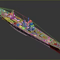 Large Detailed Historical Battleship 3D Rendering With Deck And Turrets 3d model