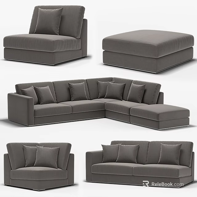 Modern Gray Two Seater Sofa With Comfortable Cushions And Stylish Design 3d model