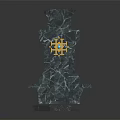 Dark Green Marble Decorative Sculpture With Geometric Structure And Golden Circular Detail