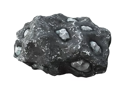 Natural Black Stone With White Specks And Rough Textured Decorative Surface 3d model