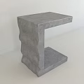 Unique Modern Textured Stone Side Table With Irregular Shape Design 3d model