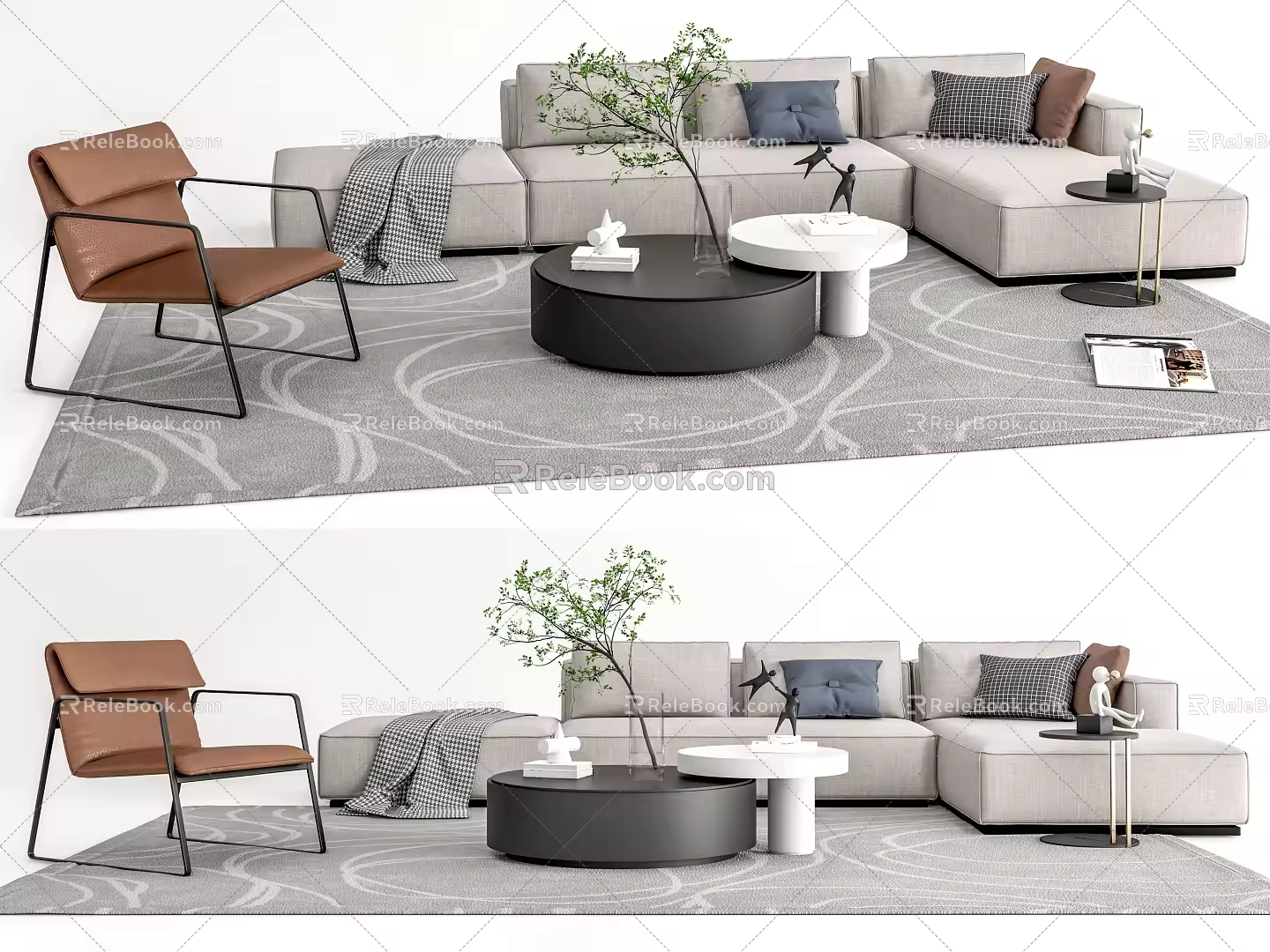 Modern Sofa Coffee Table Combination Multi-person Corner Sofa Leisure Chair Carpet 3d model