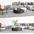 Modern Sofa Coffee Table Combination Multi-person Corner Sofa Leisure Chair Carpet 3d model