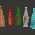 Colorful Glass Bottles Display With Pink Orange Red Green Blue Labels And Logos