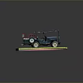 Dark Blue Military Vehicle Model With Open Top Structure On Grass Base 3d model