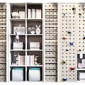 Modern Functional Closet Design Featuring Pegboard Panels Shelves Storage Boxes And Organized Compartments 3d model
