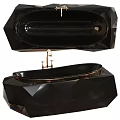Luxury Black Bathtub Featuring Diamond Cut Geometric Shape and Gold Faucet
