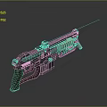 Futuristic Sci-Fi Weapon Design With Metallic Structure Brown Grip Blue Scope And Tactical Barrel