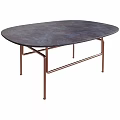 Oval Table With Dark Surface And Copper Metal Legs In Modern Design 3d model