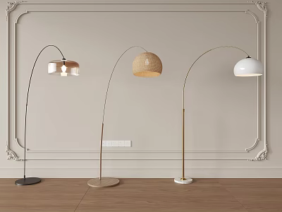 Cream wind metal floor lamp combination 3d model